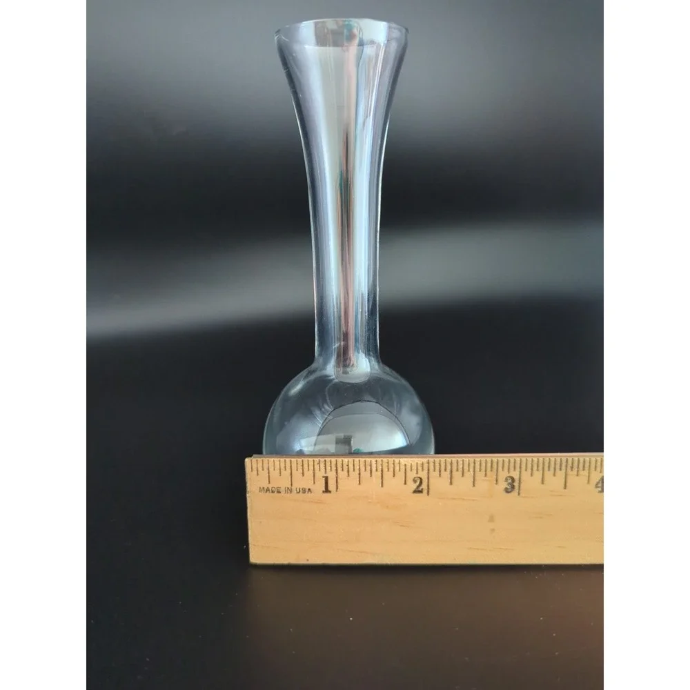 Clear Glass Bud Vase 6 Inch Small Minimalist Bulb Shape Flower Vase Decor